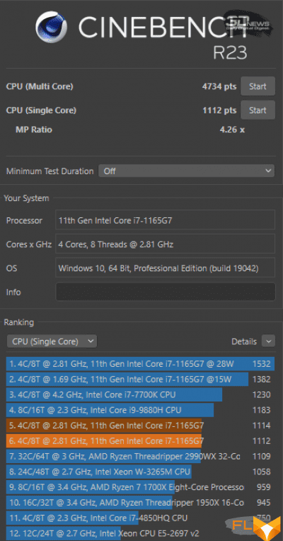  Cinebench R23 (Battery) 