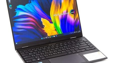 Flip Oled Review 2023 of the ASUS Zenbook 14 Flip OLED laptop based on the Intel Core i7-1165G7 processor and Iris Xe Graphics integrated graphics